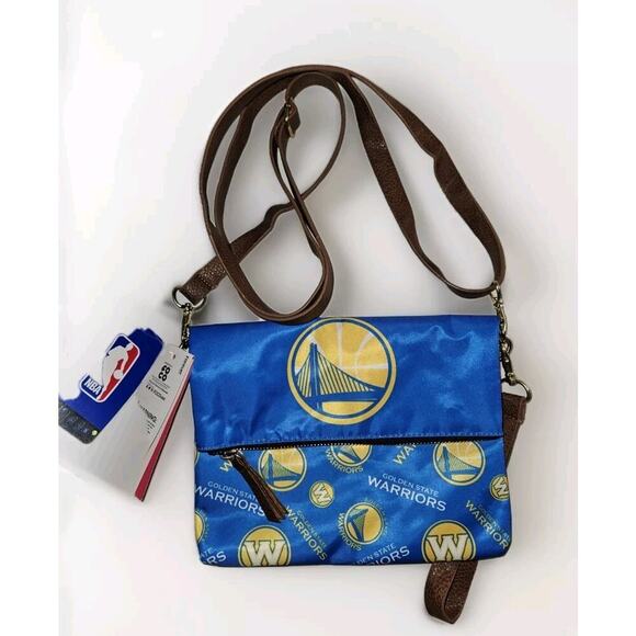 NWT! FOCO NBA Golden State Warriors Womens Repeat Logo Crossbody Wristlet - Picture 3 of 13